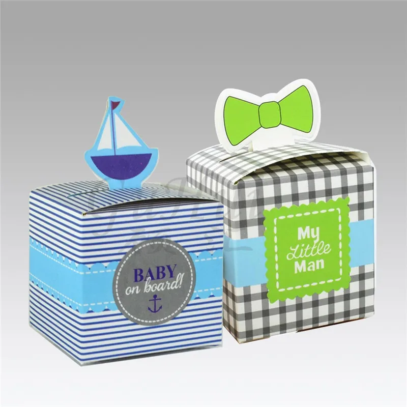 Синяя парусная лодка конфетный ошейник галстук коробка для печенья креативная