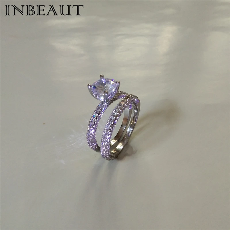 Комплект колец INBEAUT с бриллиантом для женщин обручальные кольца превосходной