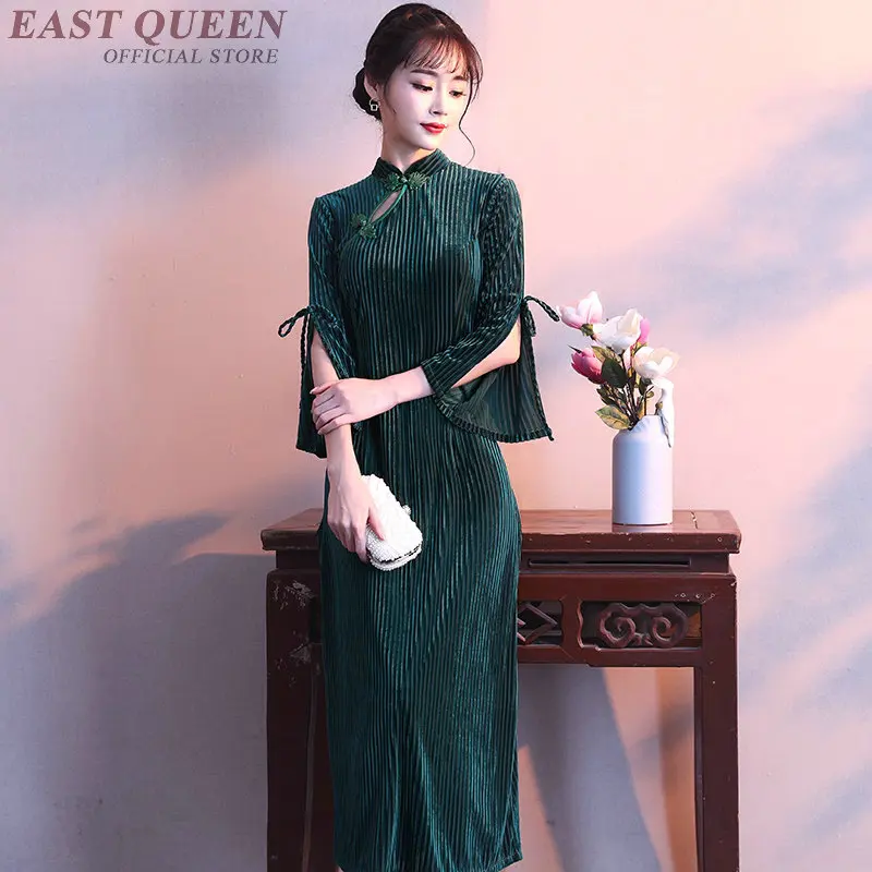 2018 традиционное китайское длинное платье qipao cheongsam Женская Весенняя туника с