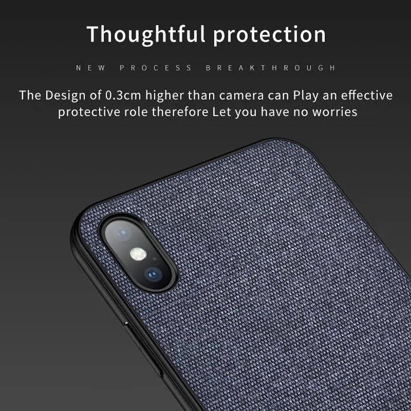 Роскошные хлопчатобумажная ткань с кожа чехол для iPhone X XR XS Max 8 Plus твердый