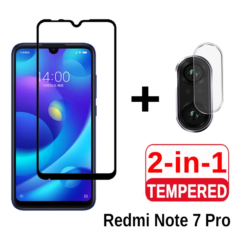 2 в 1 Защитное стекло для Xiaomi Redmi Note 7 Pro защита экрана камеры защитное закаленное на