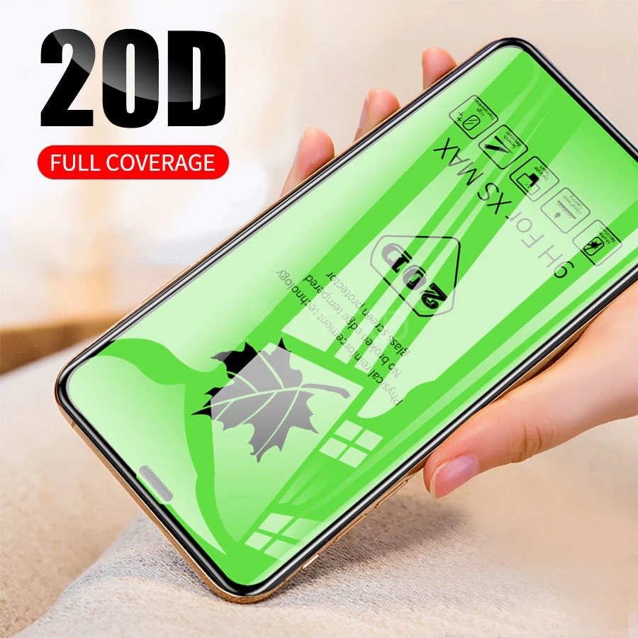 Изогнутое защитное стекло с полным покрытием 20D для iPhone 12 mini 11 XR XS Pro Max 6 6s 7 8 Plus 9H 2