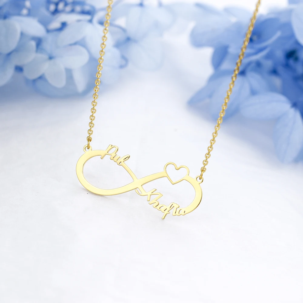 Customized Stainless Steel Infinity Name Necklace Boho Jewelry Personalized Heart Bridesmaid Gifts | Украшения и аксессуары