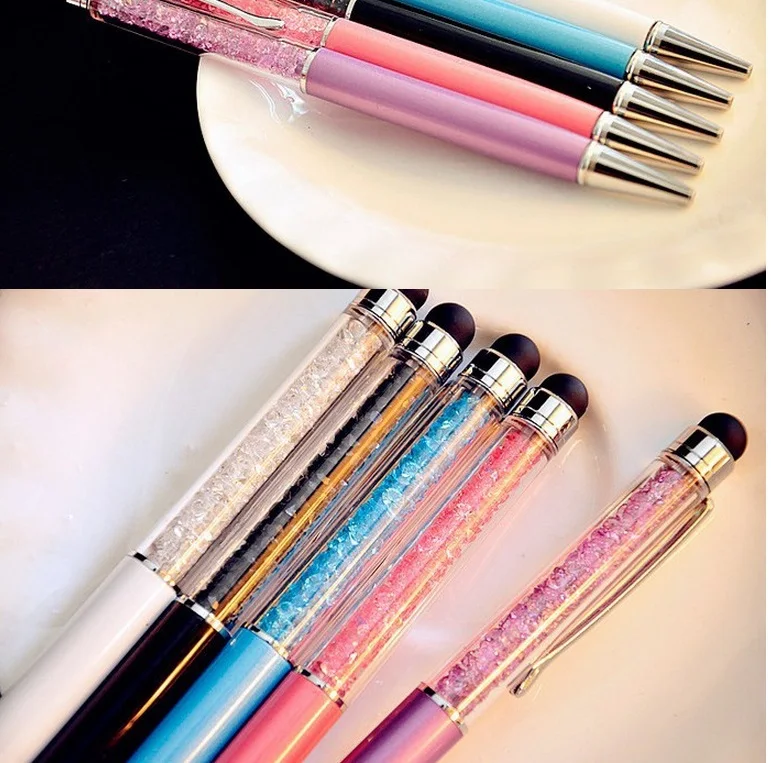 

NEW cute touch stylus diamond pen customized with your text logo/email/telephone free by laser for festival gifts 40PCS/LOT