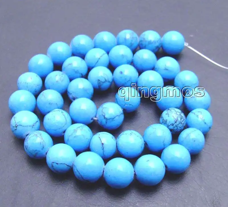 

BIG 10mm natural Blue Round Stone beads strand 15 inch-los415