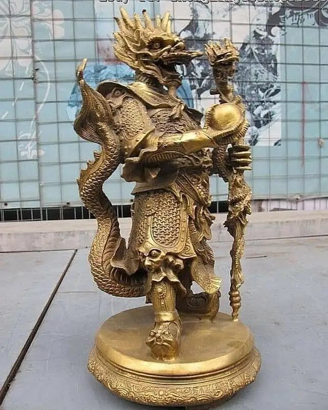 

Бесплатная доставка 43 см/27 см китайский Seiko резьба Чистая латунь Восточное море Дракон Статуя короля оптовая цена 50%