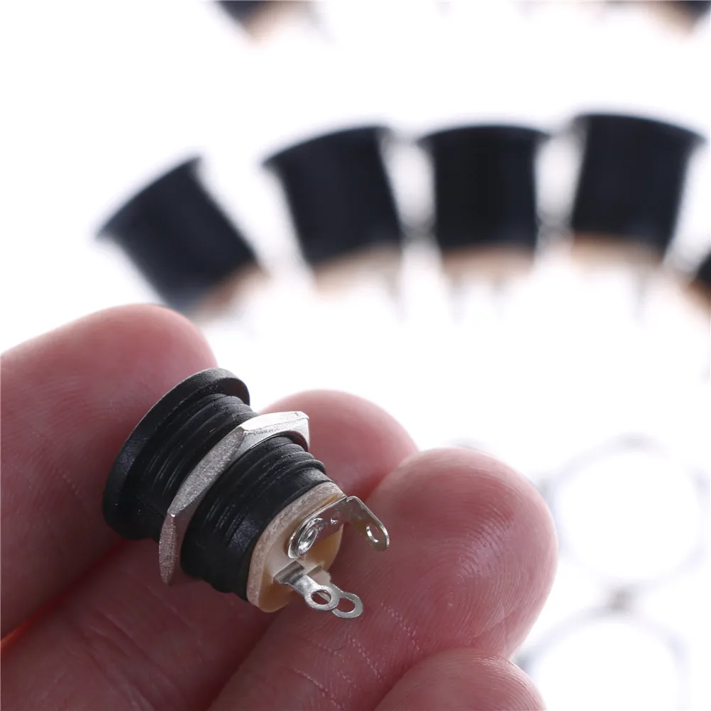 ZLinKJ 10 шт. хит продаж черный медный гнездовой монтажный Разъем 5 мм x 2 DC разъем