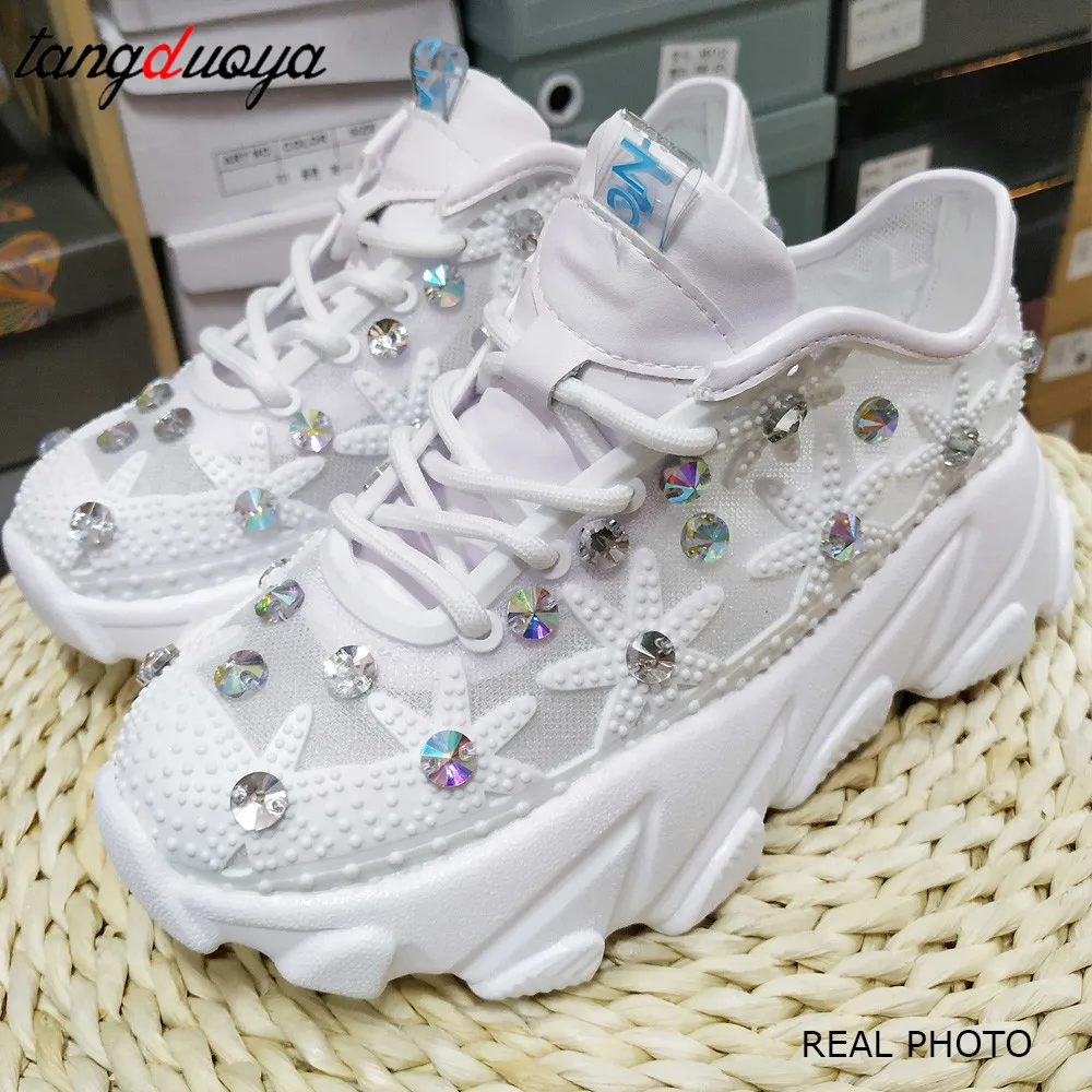 Женские кроссовки на платформе со стразами Размеры 35-41 | Обувь