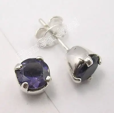 Iolite Серьги-гвоздики Chanti International! Серебряный с лунным камнем, перидот и другие камни вариации выбор - Окраска металла: Iolite