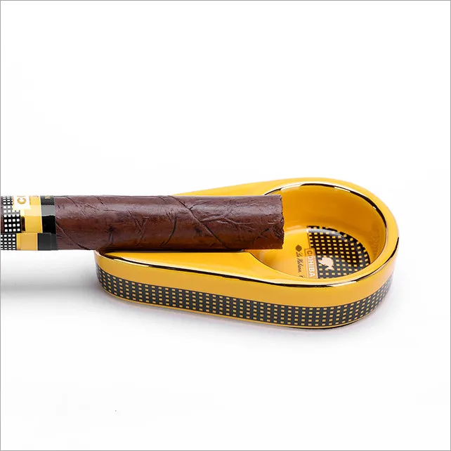 Керамическая пепельница COHIBA для сигар подставка круглая ясень белый портативный