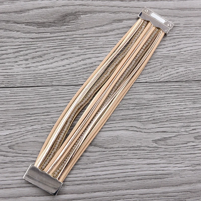 STRATHSPEY винтажный кожаный браслет для женщин Стразы Кристальные широкие браслеты