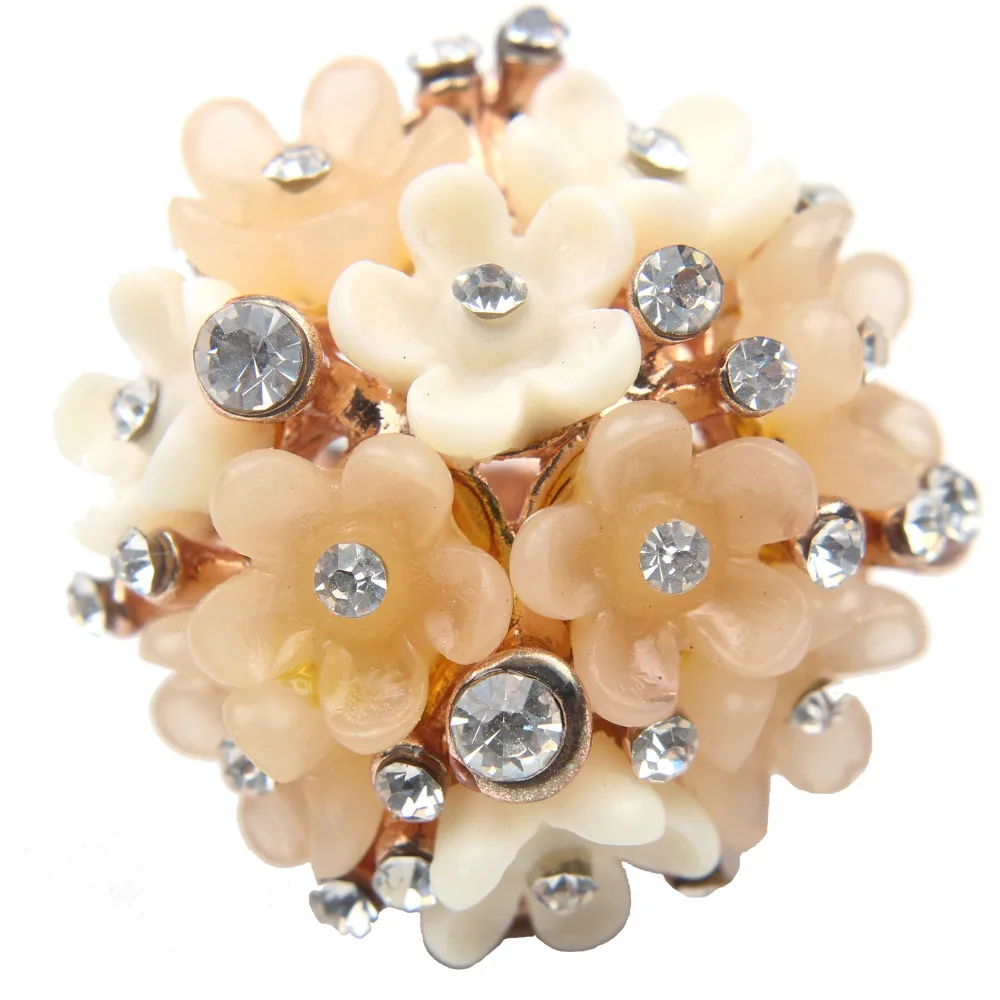 Женское кольцо цвета шампанского и слоновой кости с тонким горным хрусталем