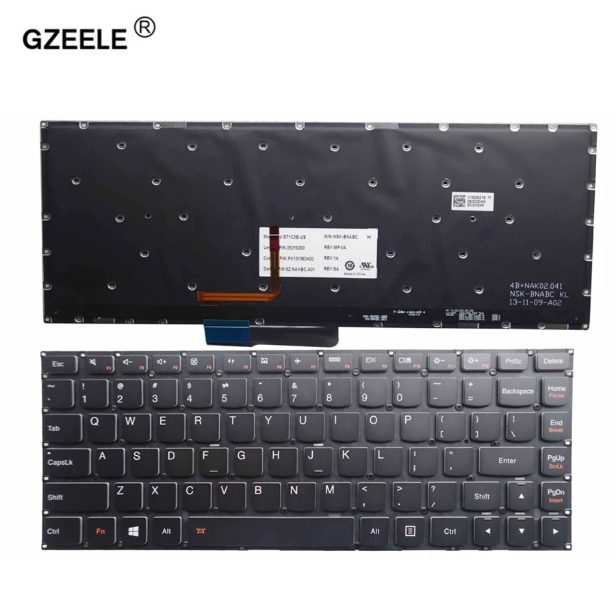GZEELE английская клавиатура для lenovo Ideapad yoga 2 13 14 yoga 2 13 U31-70 U31 ноутбук Английский Кб с подсветкой(не подходит для yoga 2 Pro