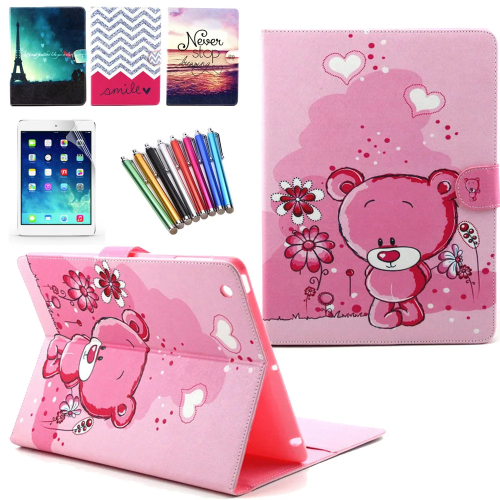 Подставка для iPad 2/3/4 чехол мультфильм сова Медведь PU кожаный чехол для iPad 2/ 3/4 чехол 9,7 ''Smart Экран Protector+ ручка