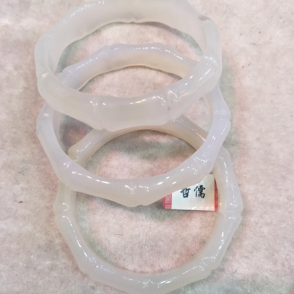 

Gift A Certificate Natural agate and chalcedony Bracelet Natural light yellow double color bamboo 54-62mm jewelry gift