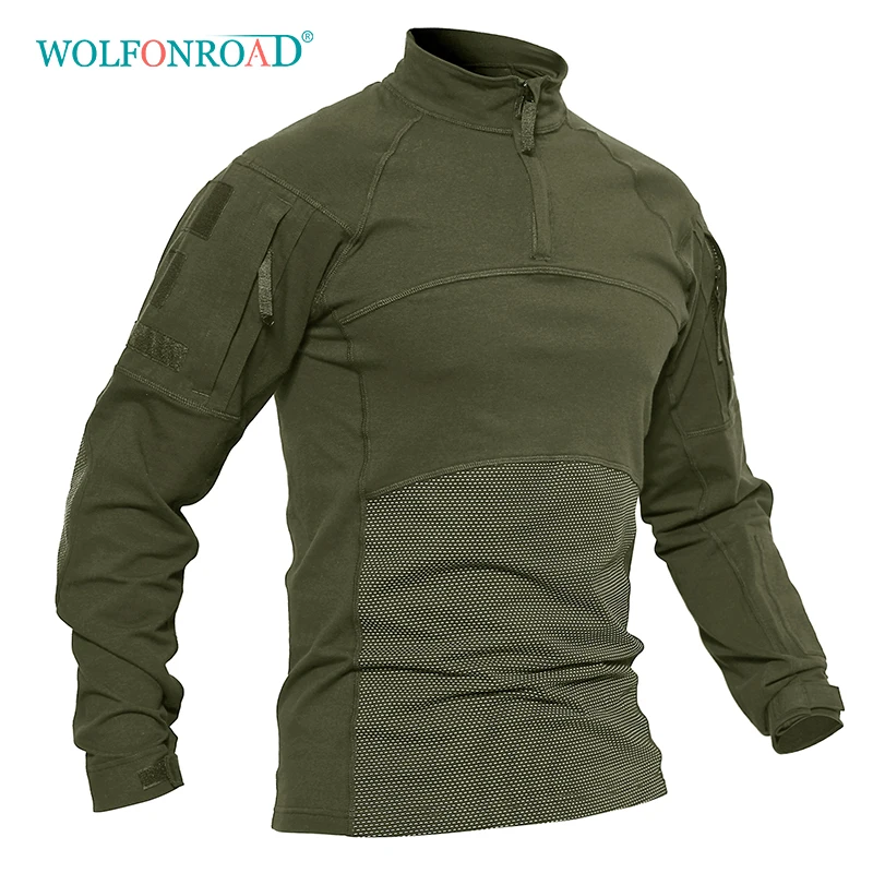 WOLFONROAD походная рубашка с длинным рукавом тактическая рубашка 5XL армейская Военная Боевая футболка для кемпинга охотничья ткань для спорта на открытом воздухе рубашки