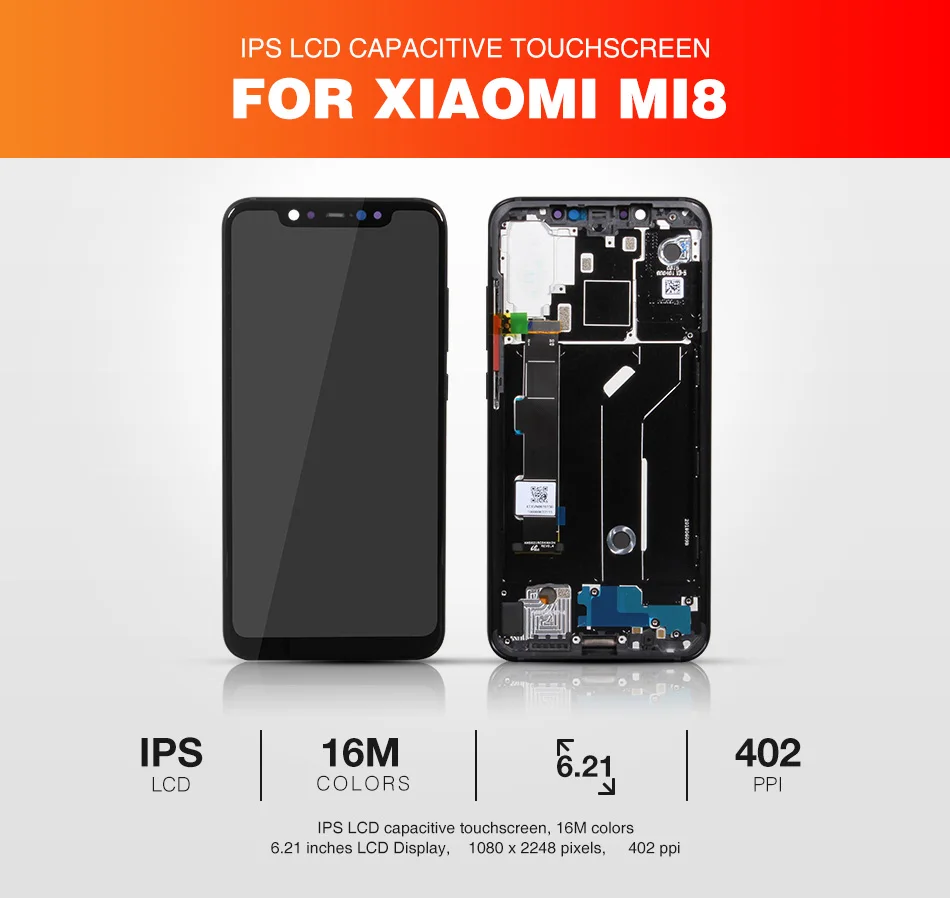 Для Xiaomi Mi 8 ЖК-дисплей+ рамка для Xiaomi Mi 8 6,2" ЖК-дигитайзер Сенсорная панель экрана для замены запасных частей