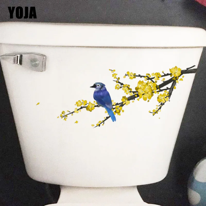 YOJA забавная Наклейка на стену для домашнего декора туалета с птицами ветках