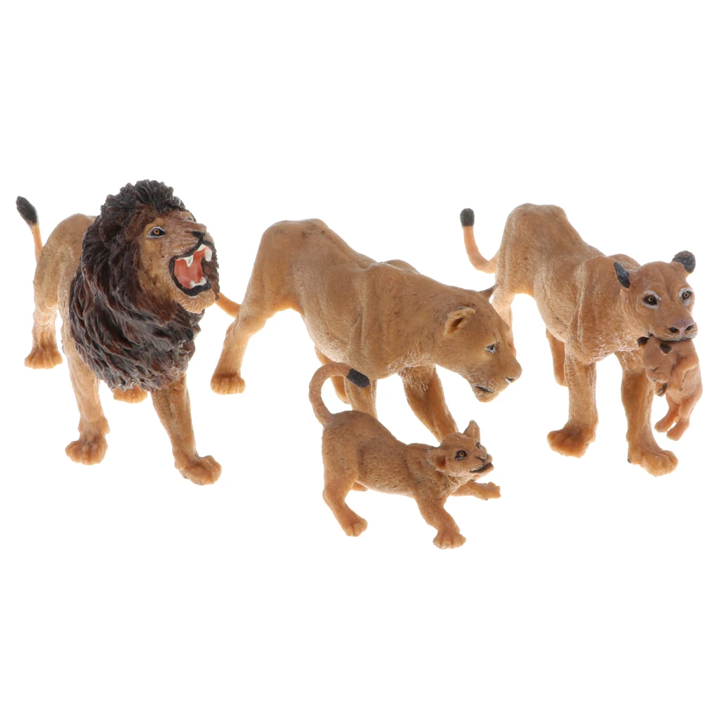 

5Pcs Plastic Realistic Lion & Lioness Wild Animal Model Action Figure Doll Toy for Kids Toddlers, Home Decor, Collection