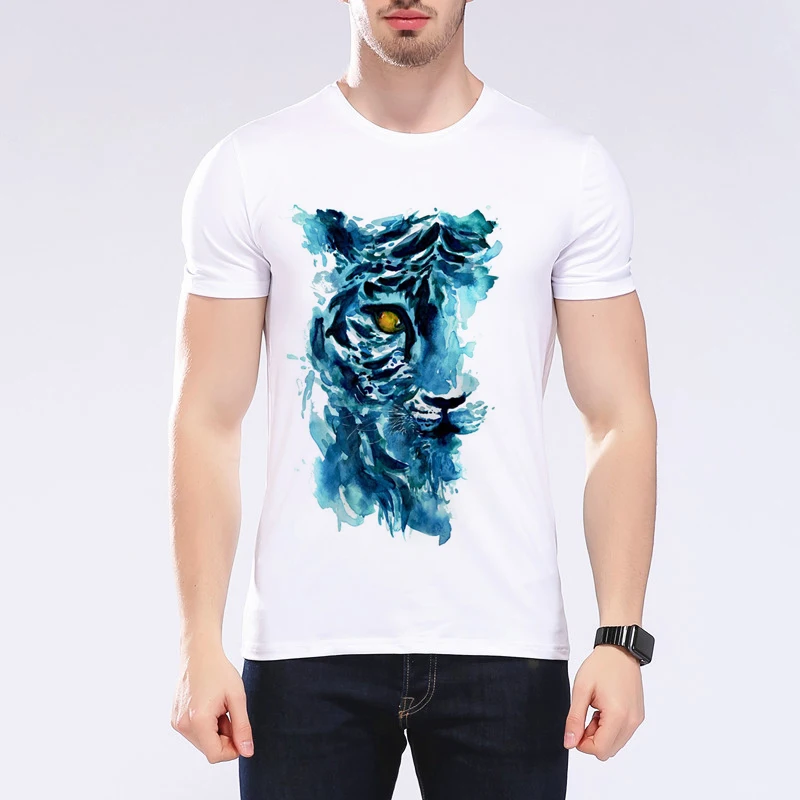 Мужская футболка с рисунком лисы белая коротким рукавом в стиле Харадзюку модель