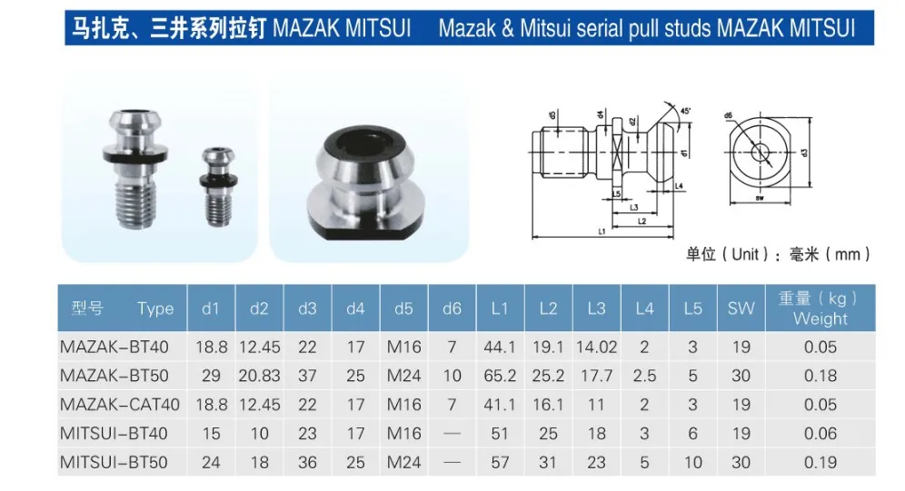 1 шт. MAZAK-CAT40 45 градусов M16 резьба тяга стержня удержания ручка для фрезерный держатель для ЧПУ
