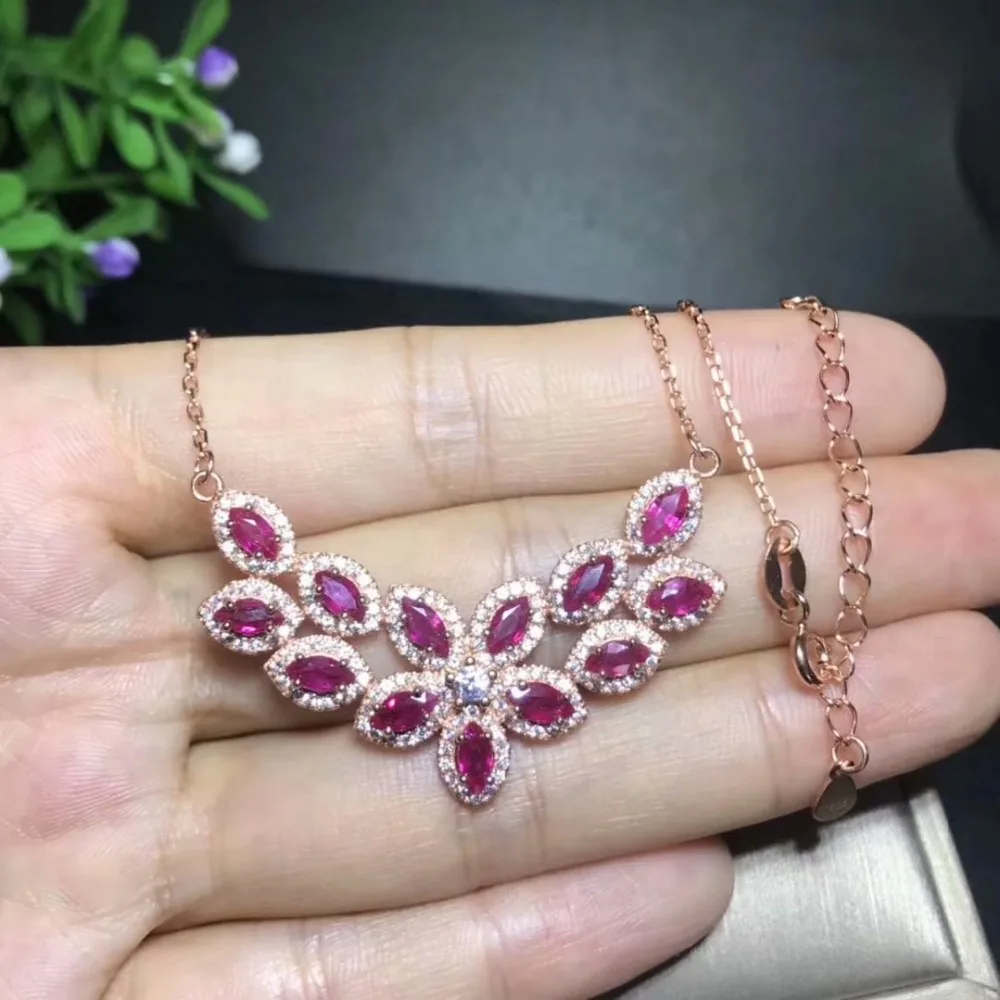 

Mail 925 sterling silver inlaid with natural Ruby necklaces, luxury styles, birthday gifts, beautiful jewelry.