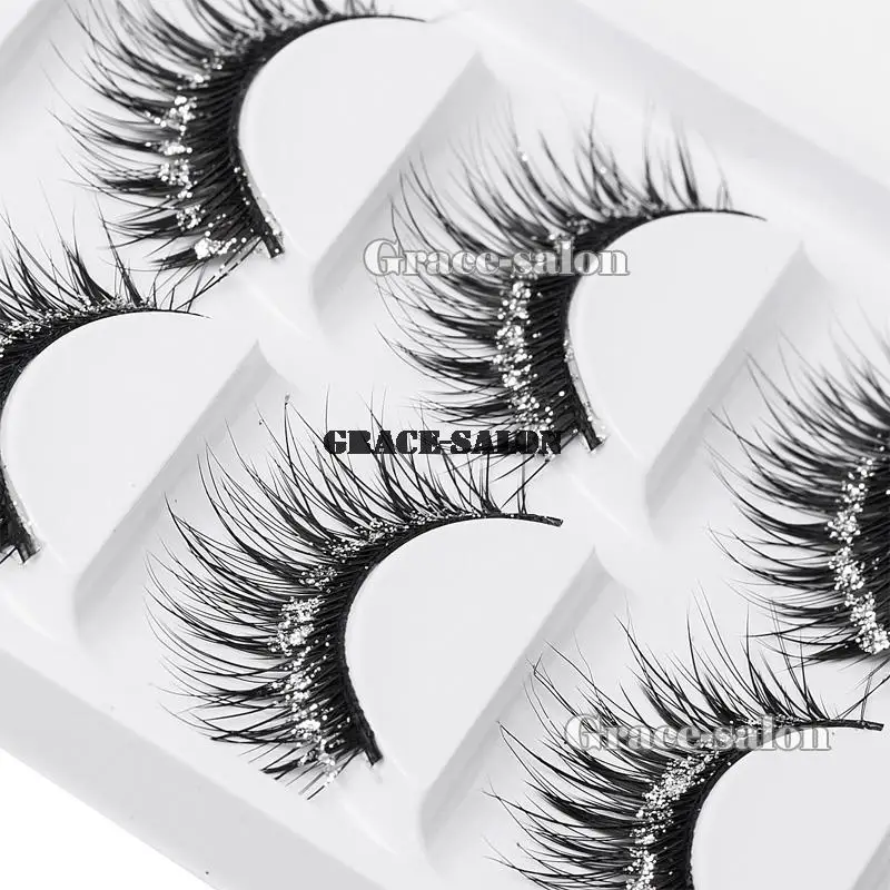 

Makeup Facy Party Glitter Eyelashes 5 Pairs Shimmer Eye Lash Handmade Long Thick