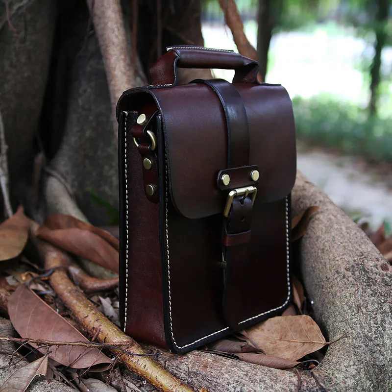 Men's Messenger Bag Genuine Leather Material Retro Style Handsome Men Shoulder Bags Gentleman Style Simple Joker Crossbody Bag