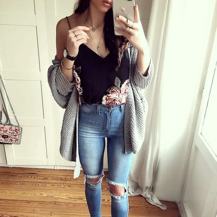 Casual Sweaters Fashion 2018 Women Turn-down Collar Long Sleeve Knitted Cardigan Solid Winter Tops for |