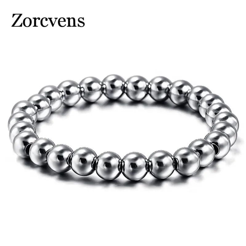 ZORCVENS 316L Нержавеющая сталь Мужской s браслет классический байкер велосипед тяжелый металл 8 мм мяч звено цепи ювелирные изделия браслеты для мужчин