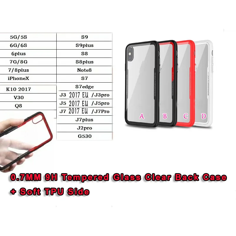 0.7MM 9H Real Tempered Glass Case For Iphone XR XS MAX X 8 7 Plus 6 6S SE 5 5S Galaxy Note 9+Soft TPU Side Cover 1PCS |