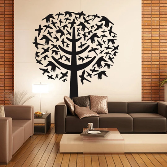 Наклейка на стену в виде черного дерева 80 Х70 см | Дом и сад