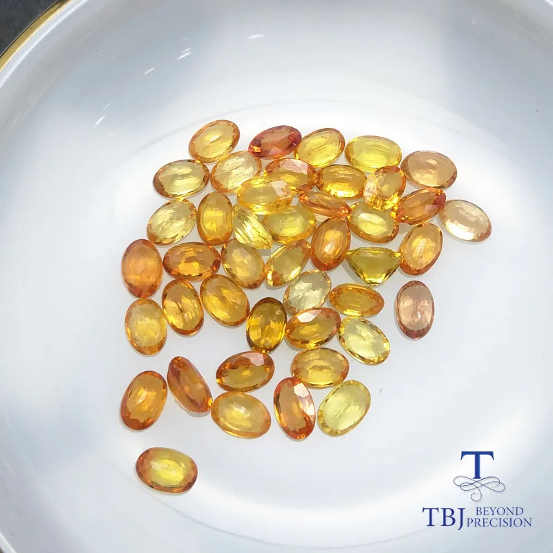 Tbj натуральный желтый цвет синий сапфир овальной огранки 4*6 мм 0 5 ct для