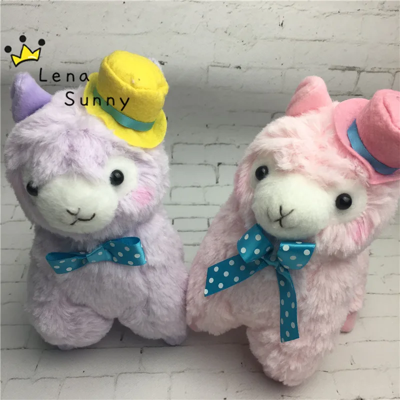 10 шт./лот смешанные цвета 17 см Япония Alpacasso Бант Детская плюшевая игрушка Альпака с шляпой рождественские подарки игрушка 5 цветов