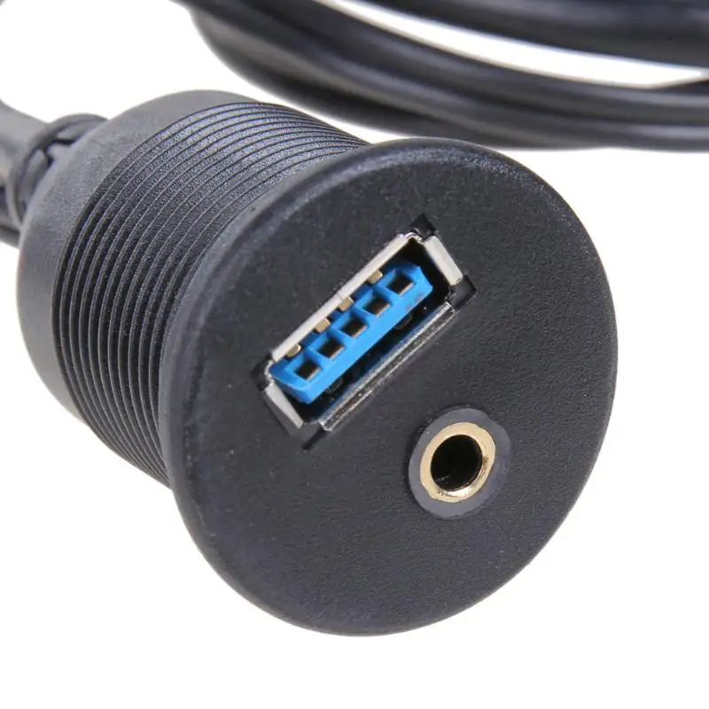 1 м/3 фута USB 3,0 и 2 RCA штекер для USB3.0 и 3,5 мм Женская панель приборной панели Aux удлинитель Кабель для скрытого монтажа для автомобиля и мотоцикла