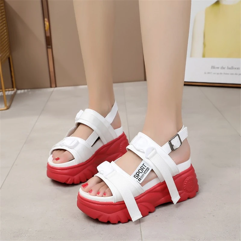 Sandalias mujer/Коллекция 2019 года летние босоножки на толстой подошве и высоком каблуке