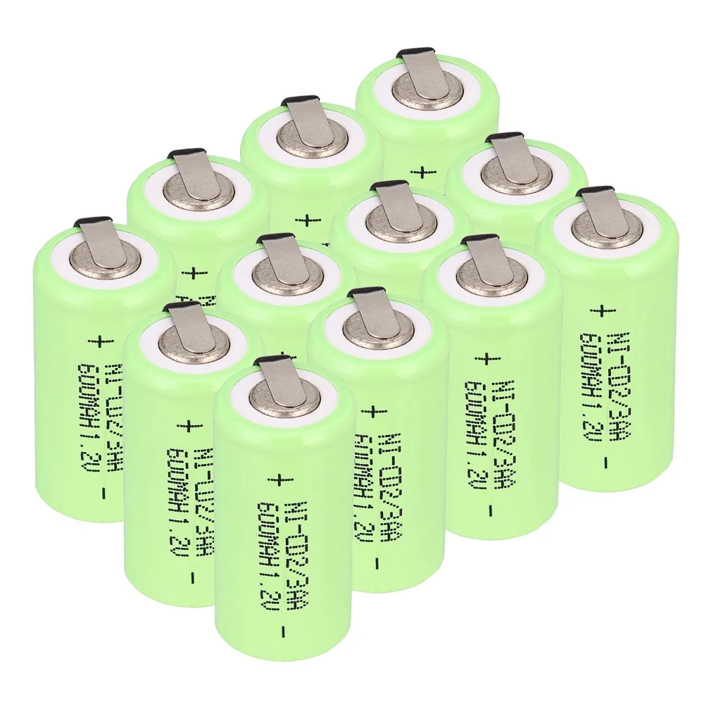 10 шт./лот 2/3AA аккумуляторная батарея 1,2 V 600mAh NI-CD батарея 1,2 V NI CD батареи