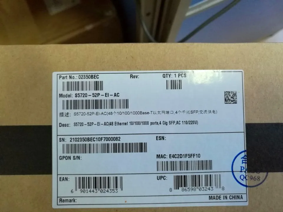 Новый оригинальный Huawei S5720-52P-EI-AC 48-порт гигабитный кабель + 4-портовое гигабитное