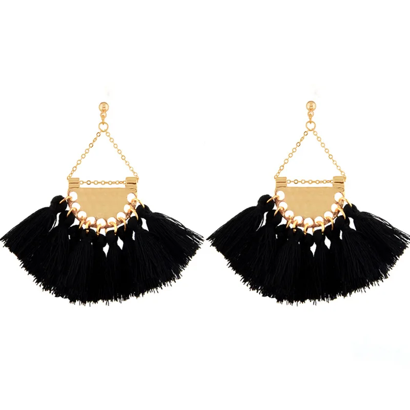 2017 ручная работа хлопковая кисточка с бахромой серьги модные женские висячие