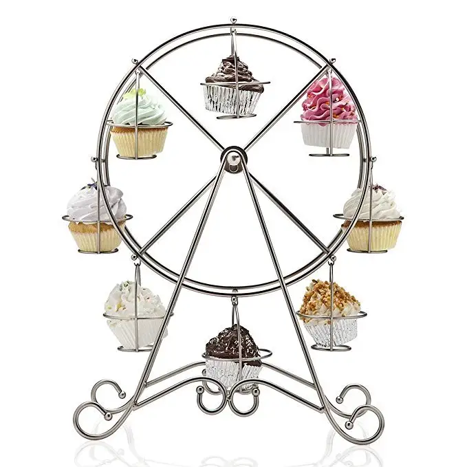 

Подставка для десерта Ferris Wheel Cupcake, вращающаяся подставка для десерта, стальная проволочная рама для дня рождения, свадьбы, принадлежности д...
