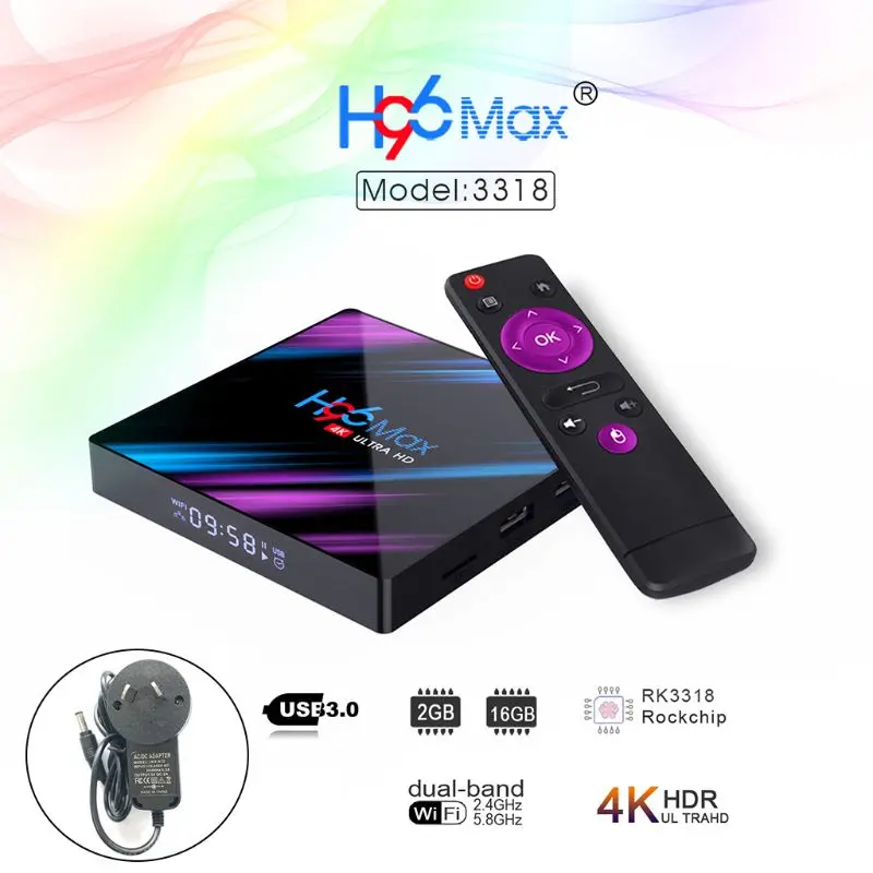 16G 1 комплект H96 Max RK3318 Smart Android 9,0 ТВ-приставка 2,4G/5G четырехъядерный WiFi Bluetooth телеприставка ультра 3D медиаплеер устройства - Цвет: 16G