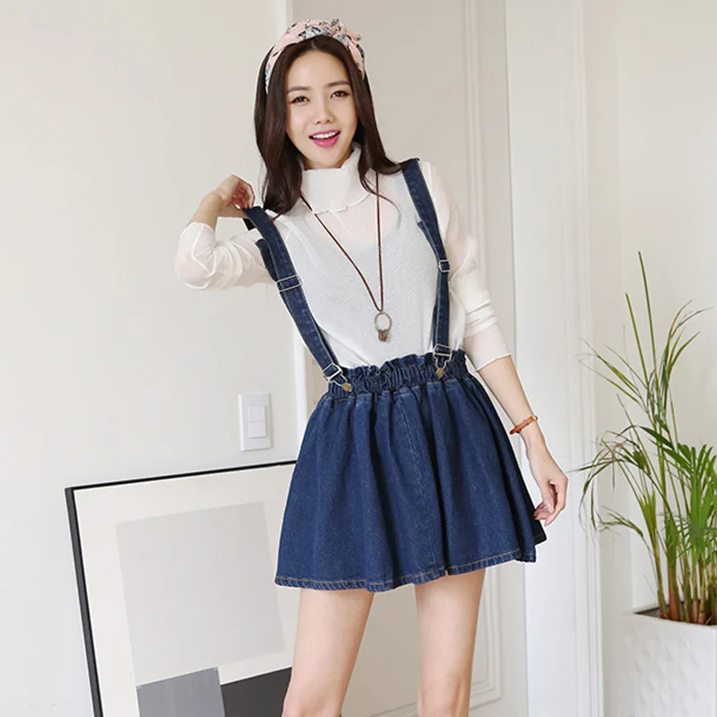 Korean A-line Denim Suspender School 