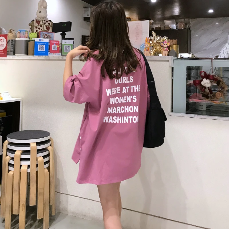 Для женщин футболки Harajuku Ulzzang студент Повседневное свободные Ins футболка