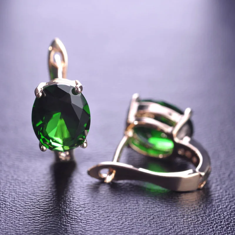 

Blucome Copper Green Stud Earrings Gold Color Round Small Rhinestone Zircon D Earrings Love Brinco Women Ear Bijoux Pendientes