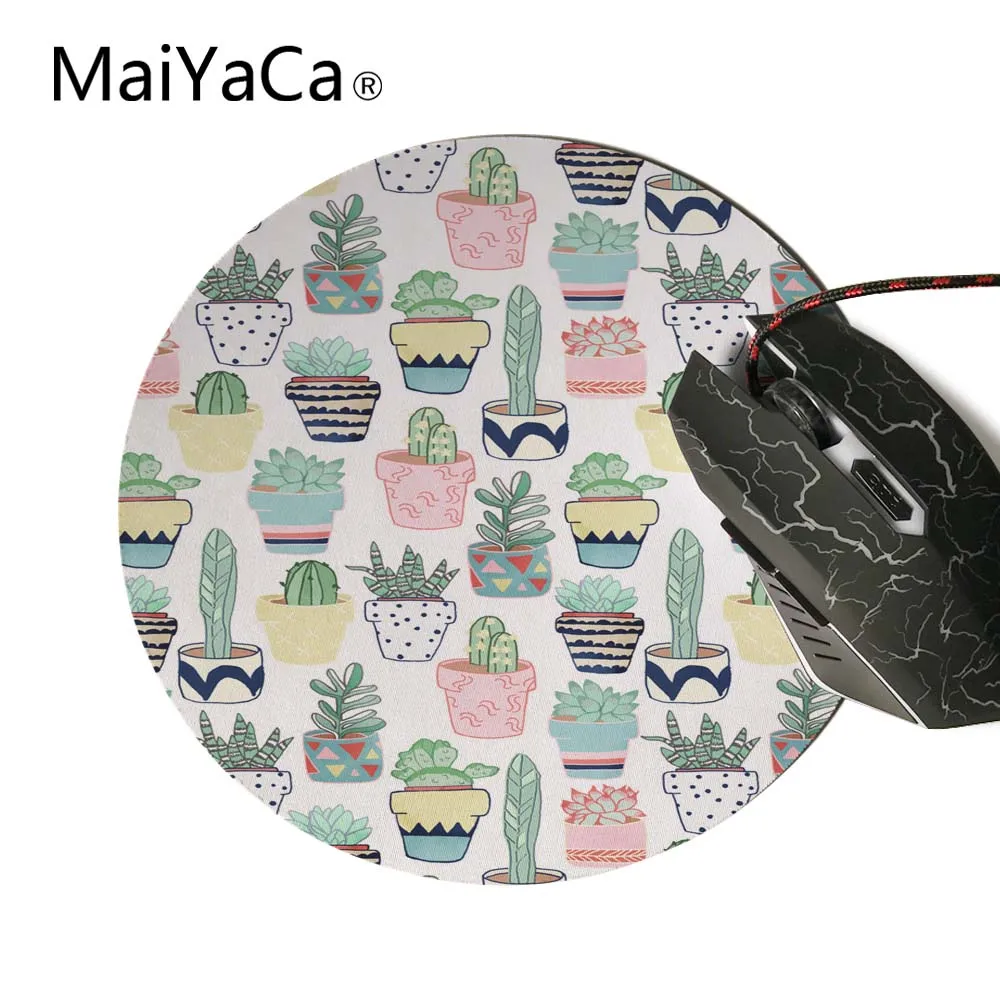 MaiYaCa круглый коврик для мыши милые кактусы в горшках кактус и грибы настроить свой собственный образ хорошее качество Противоскользящие коврики для стола - Цвет: 22X22CM