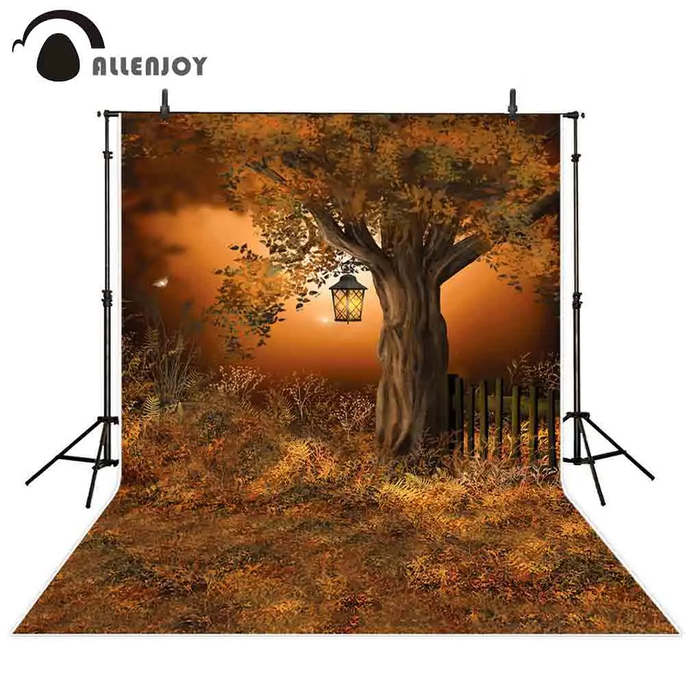 Фотофон Allenjoy фотосессия дерево свет осень забор листья для малышей дети фоны