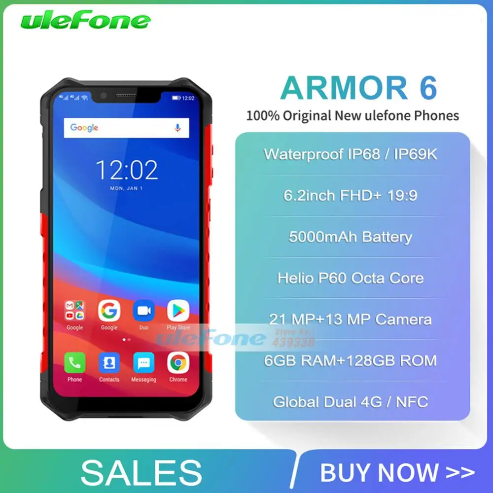 Ulefone Armor 6 IP68 водонепроницаемый мобильный телефон Helio P60 8 ядер ГБ + 128 Гб 5000 мАч