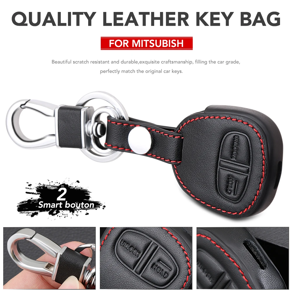 Кожаный чехол для ключа с дистанционным управлением Mitsubishi outlander ex Lancer Asx Pajero 2