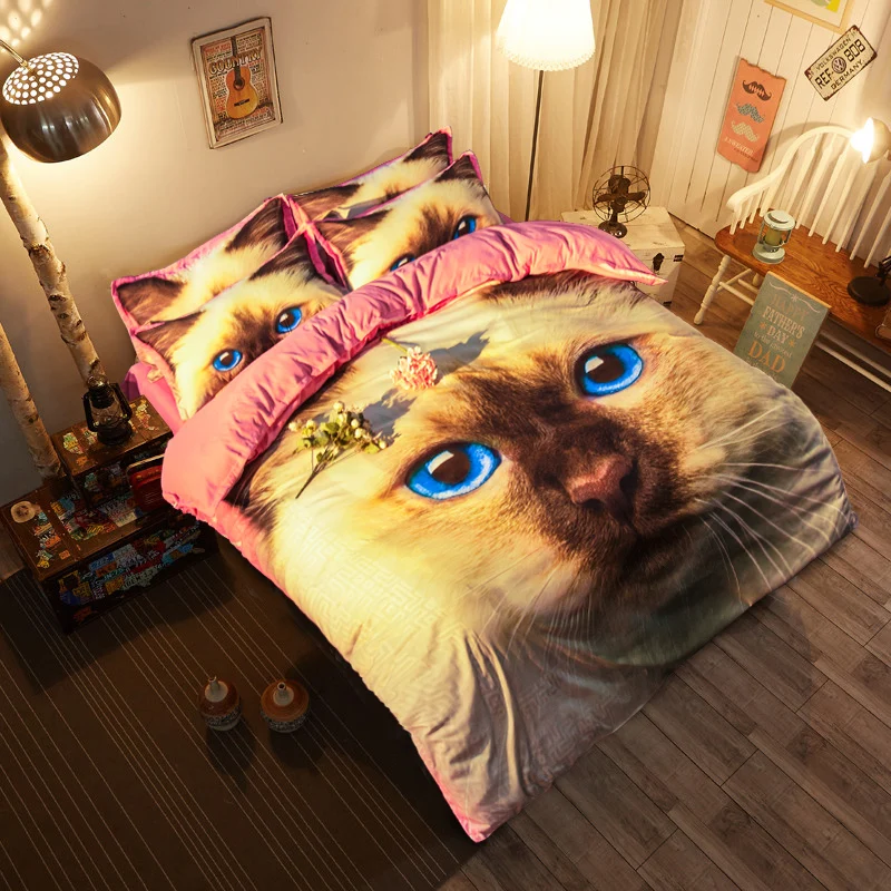 Домашний текстиль 3D Дизайн Cat постельных принадлежностей мультфильм милые