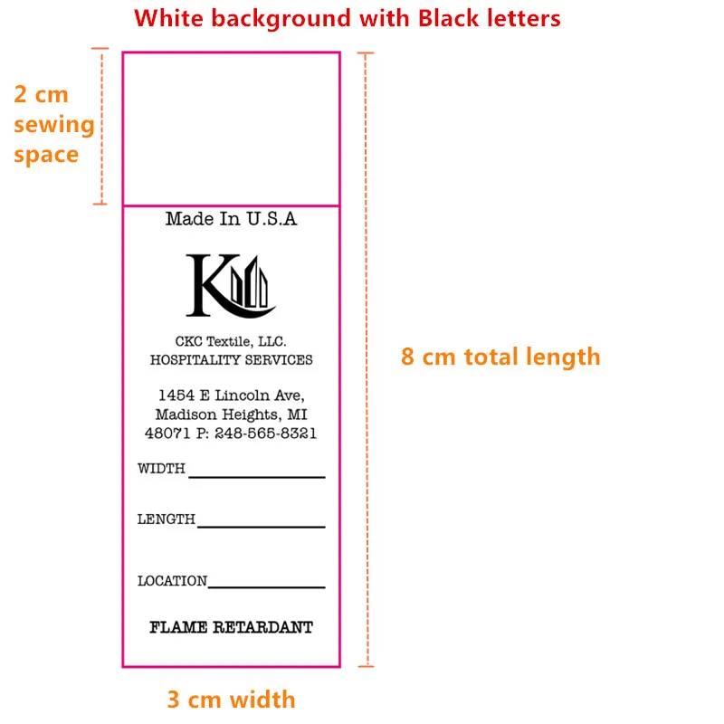 5000 шт./лот на заказ ваши буквы Мягкая атласная ткань этикетки для стирки белый
